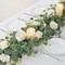 2Pcs(13 Ft) Artificial Eucalyptus Flower Garland with White Rose Flowers,Faux Rose Vine Gypsophila Garland,Floral Garland Greenery Garland for Home Party Wedding Table Decor (White, 2PCS)